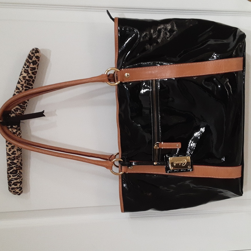 Cavalcanti black Patent Leather tote made in Italy
